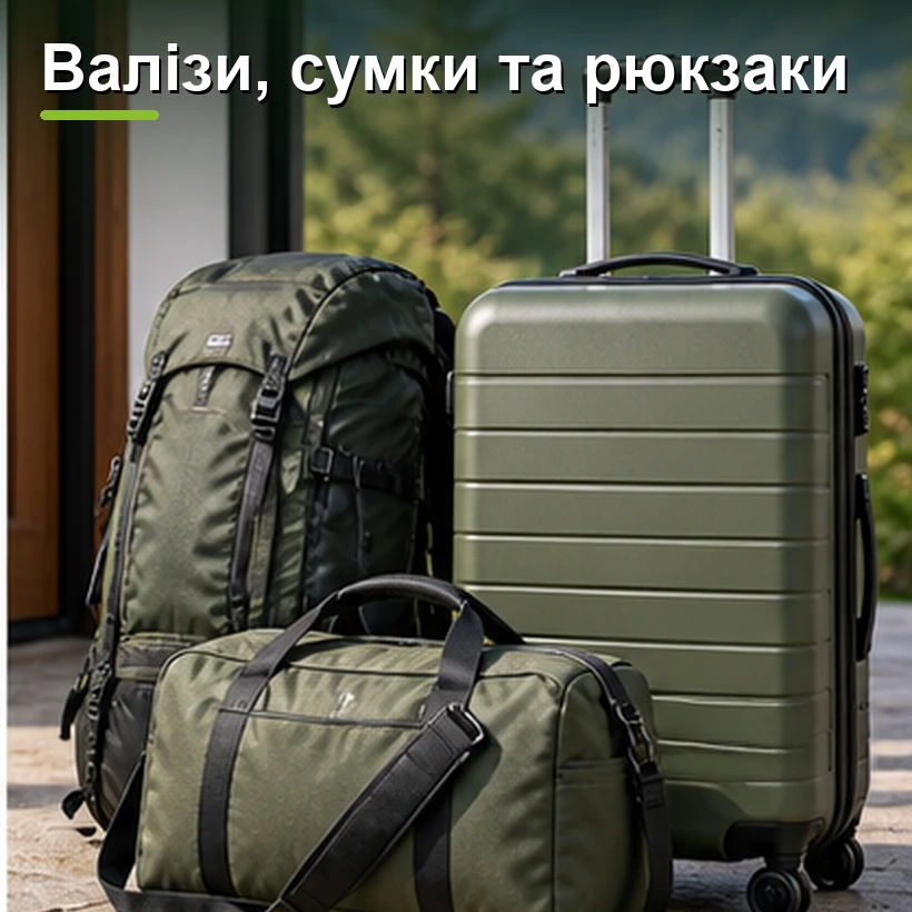 Валізи, сумки та рюкзаки