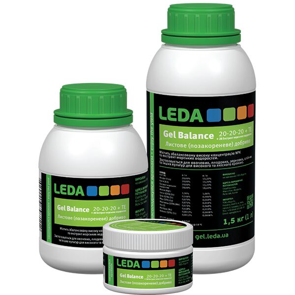 LEDA GEL BALANCE 20-20-20 + ТЕ + 28 ЕКСТРАКТ МОРСЬКИХ ВОДОРОСТЕЙ - гелеве добриво, LEDA