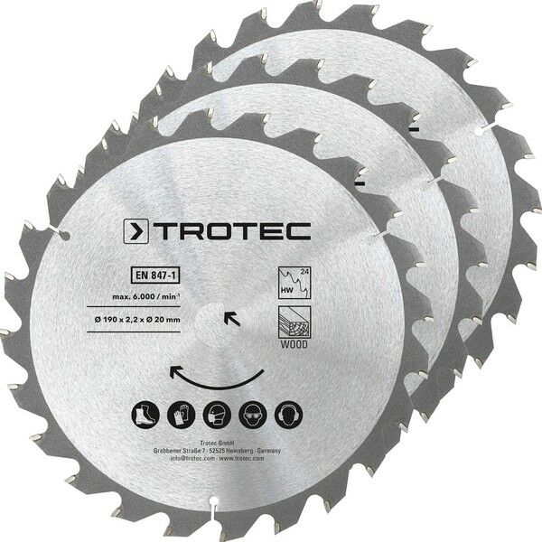 Диск пильный Trotec 190х20х2,2 HW24 Wood (3 шт) (6215001330)