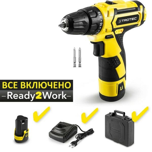 Дрель-шуруповёрт аккумуляторная Trotec PSCS 11-12V + кейс (4410000102)