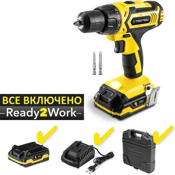 Дрель-шуруповёрт аккумуляторная Trotec PSCS 11-20V + кейс (4410000302)